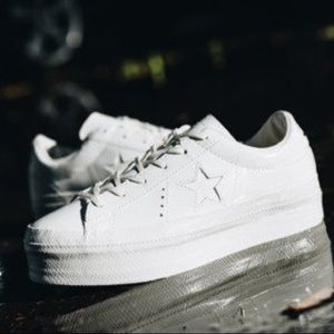 converse white ox lift platform patent trainers